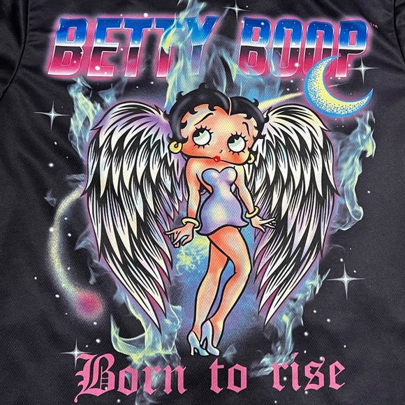 Betty Boop Born to Rise Baseball Button Up Jersey Y2K - Picture 6 of 8
